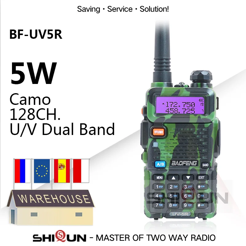 1PC 2GAB Baofeng Ham Radio 5W UV 5R Walkie Talkie Camo Dual Band UV-5R 5W CB UHF, VHF divvirzienu Radio UV 5R HF UV 82 9R Waki Taki