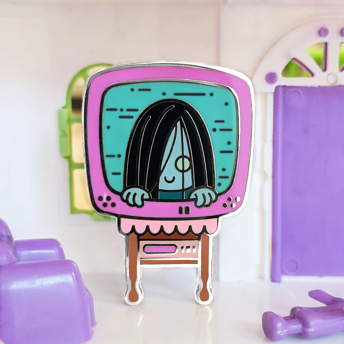 Šausmu Filmas Sadako Cieto Emaljas Pin Karikatūra Trilleris Televīzijas Kāpt Ārā Spoku Meitene Metāla Broša Piederumi